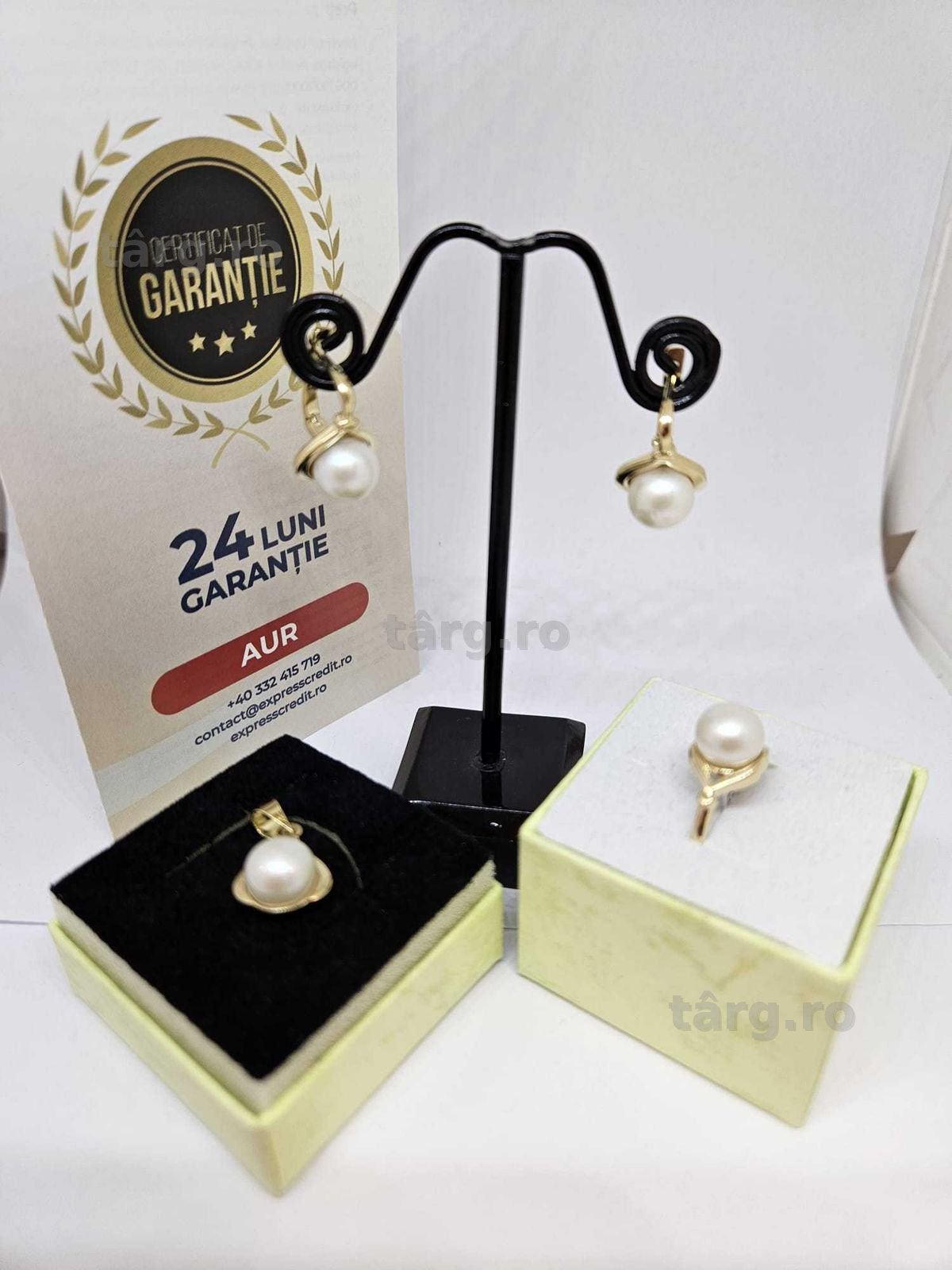 Set aur 14K cu perlute ( Ag1 Alexandru b54277 )Garantie 2 ani