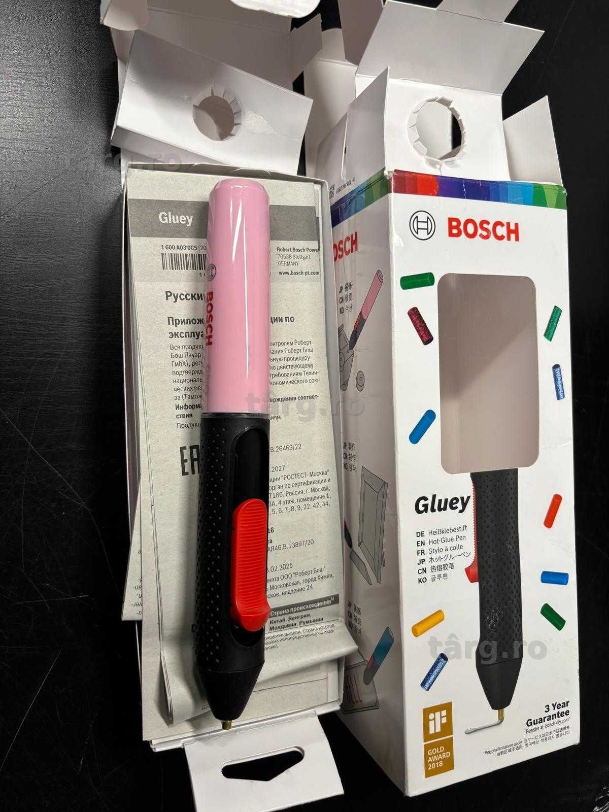 Pistol de lipit electric cu acumulator Bosch GLUEY - cupcake pink, 2.1 Ah, 150°C temperetura lipire