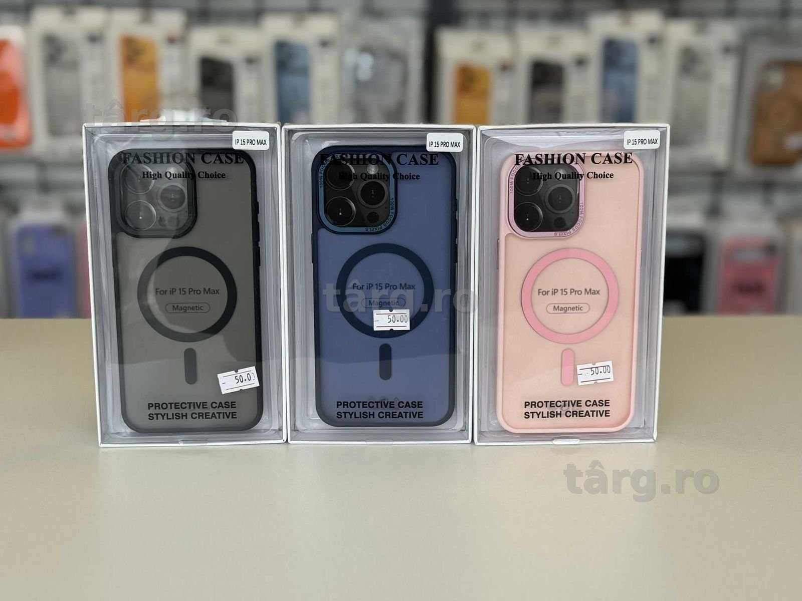 Husa cu MagSafe Fumurie , folie, cablu, incarcator iPhone 15 Pro Max
