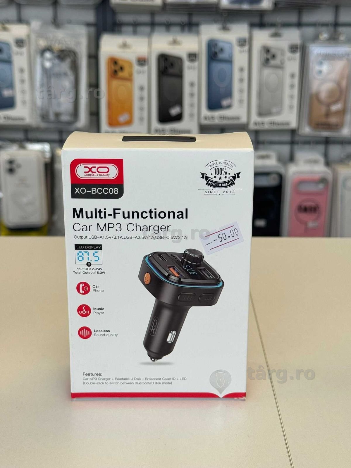 Adaptor Modulator FM Bluetooth,Dual USB + Type-C, Putere 15.5W,Negru