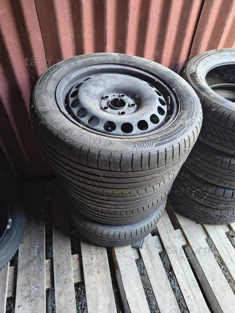 Jante 16 Vw Audi Skoda Seat  cu anvelope de vara 205 55R16 -91V GoodYear