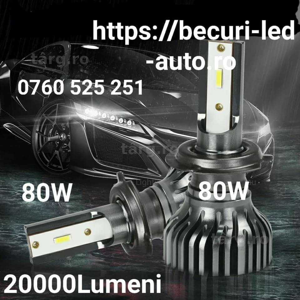 Becuri led H1,H3,H4,H7,H8,H9,H11,H12,Hb2,Hb3,Hb4(20000LUMENI/6000K/80W