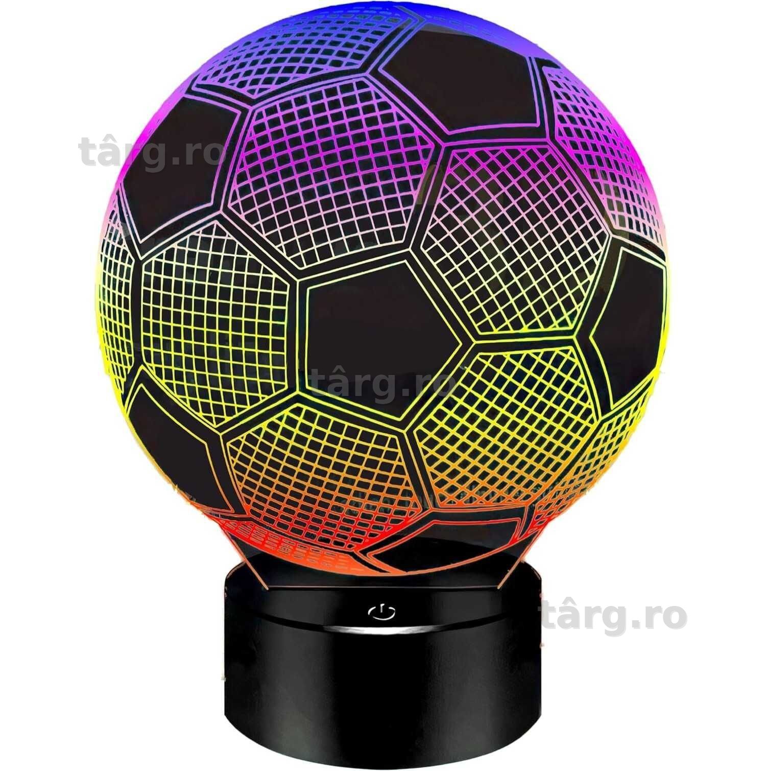 Lampa de veghe 3D LED minge fotbal cu telecomandă 16 culori 17.5x9.5cm