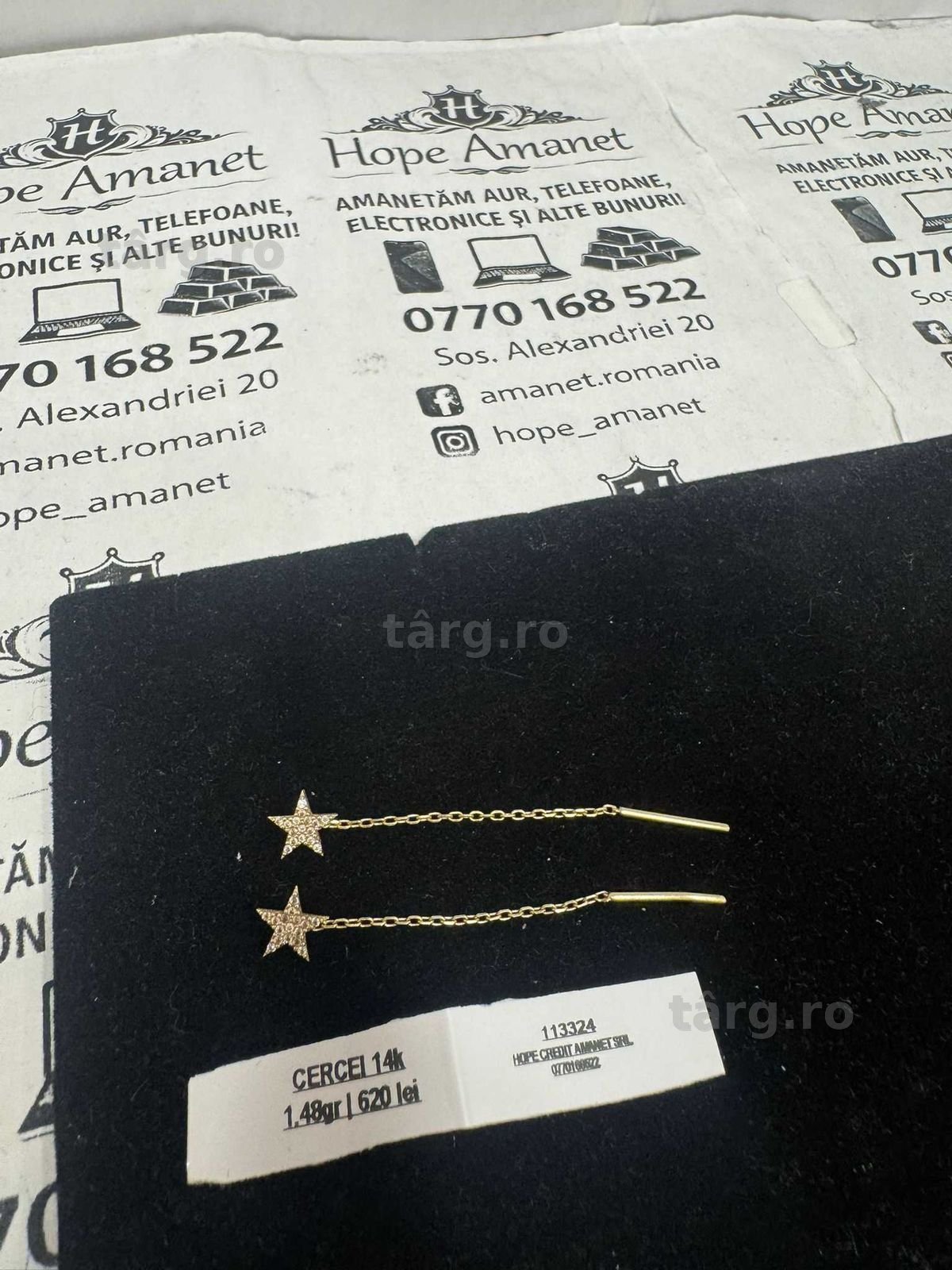 Hope Amanet P1/Cercei din aur 14k/Cod 113324 2