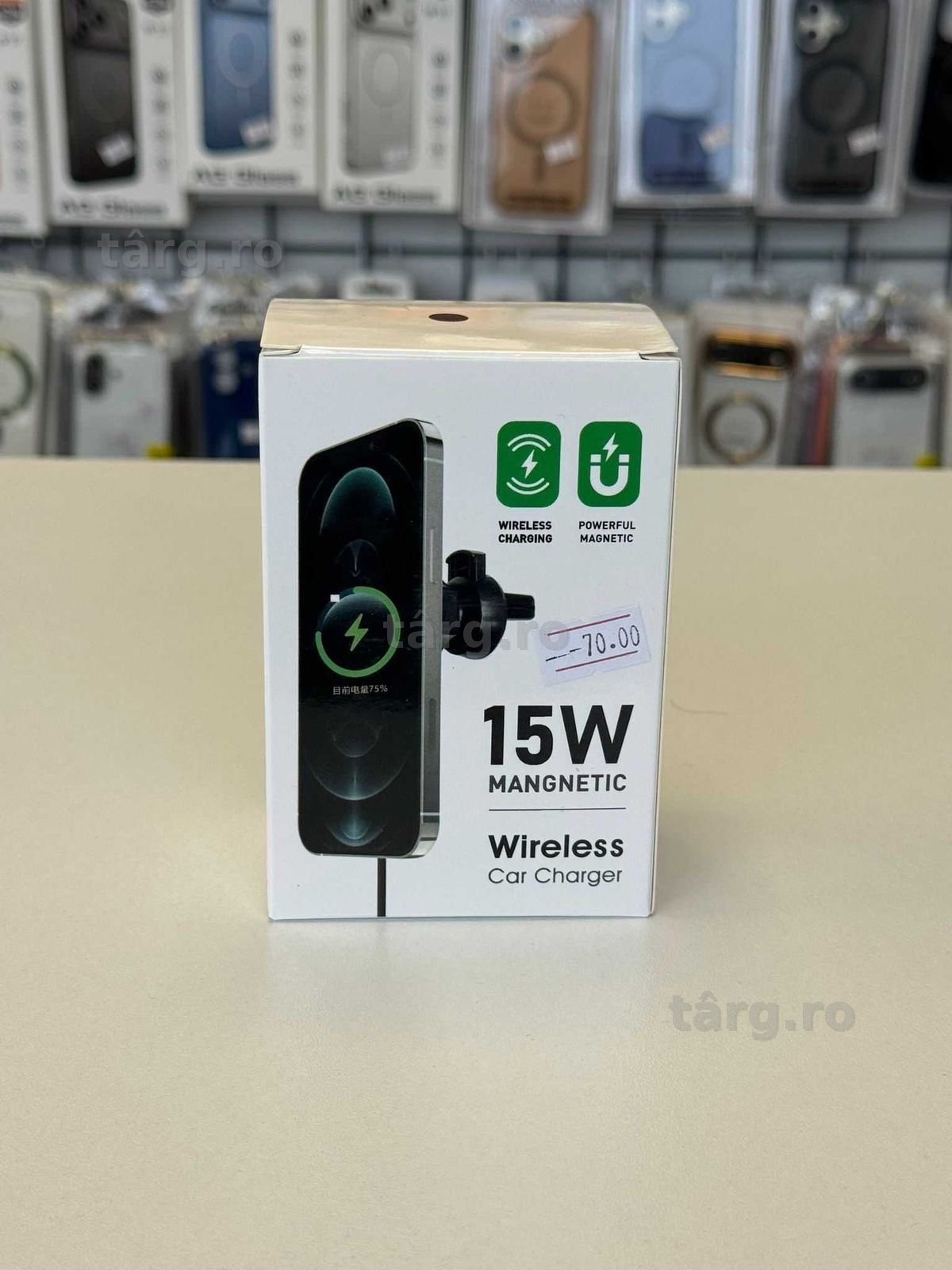 Incarcator Suport Magnetic Magsafe 15W Cablu Inclus, Culoare Alb/Negru 2