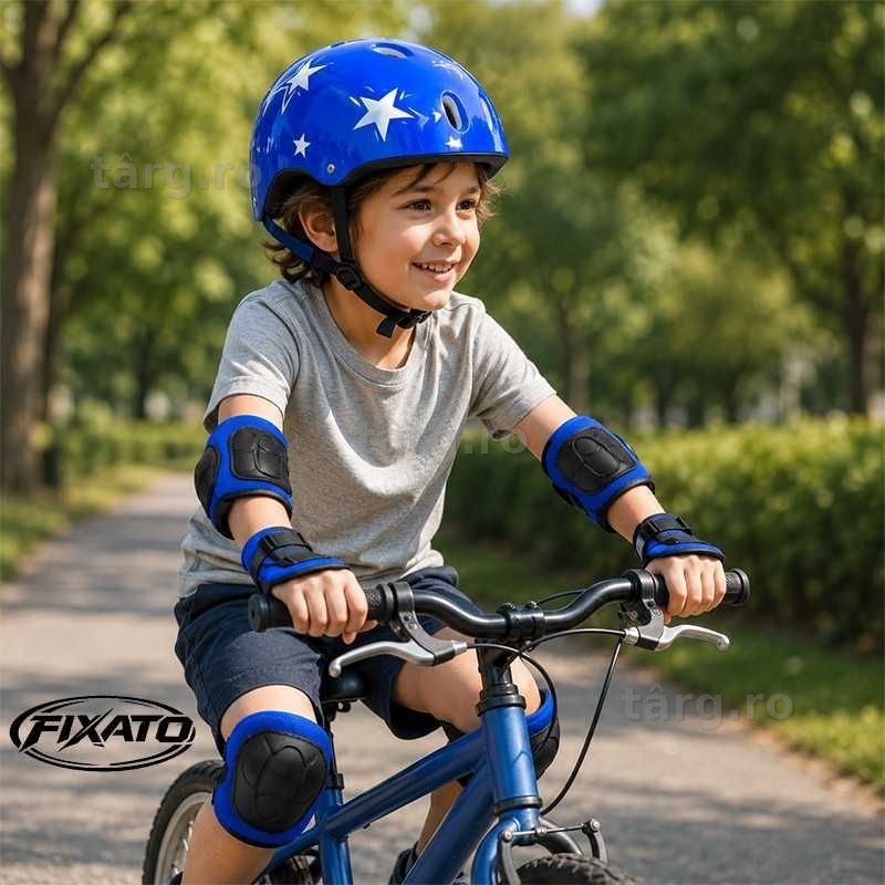 Set Protectie Pentru Copii 7 in 1, Casca, Genunchiere, Cotiere si Aparatori Incheieturi pentru Bicicleta, Trotineta, Role 6