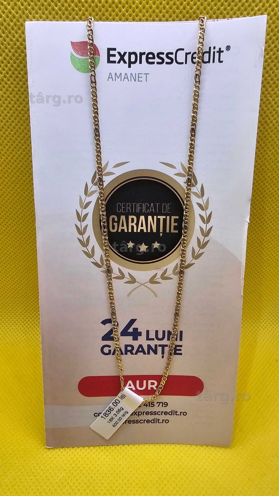 Lant aur 18k (Ag 29 Siraj ) B34076 / Garantie 2 Ani !!