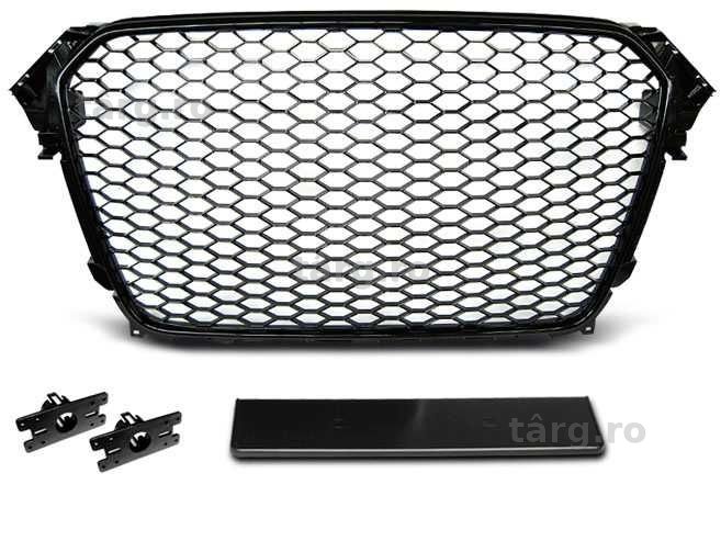 Grila fagure Audi A4 (B8) RS Design 11.11-15 negru lucios