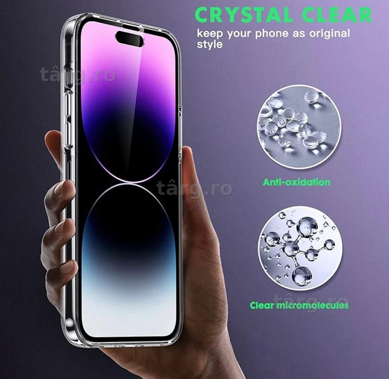 Husa 360 grade, Full cover, Fata + Spate, Apple iPhone 16  , Policarbonat si Silicon, Transparenta 2