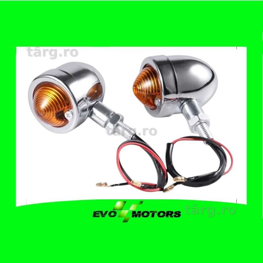 Set 2buc Semnalizari Universale Cromate Bobber Cafe Racer A1508