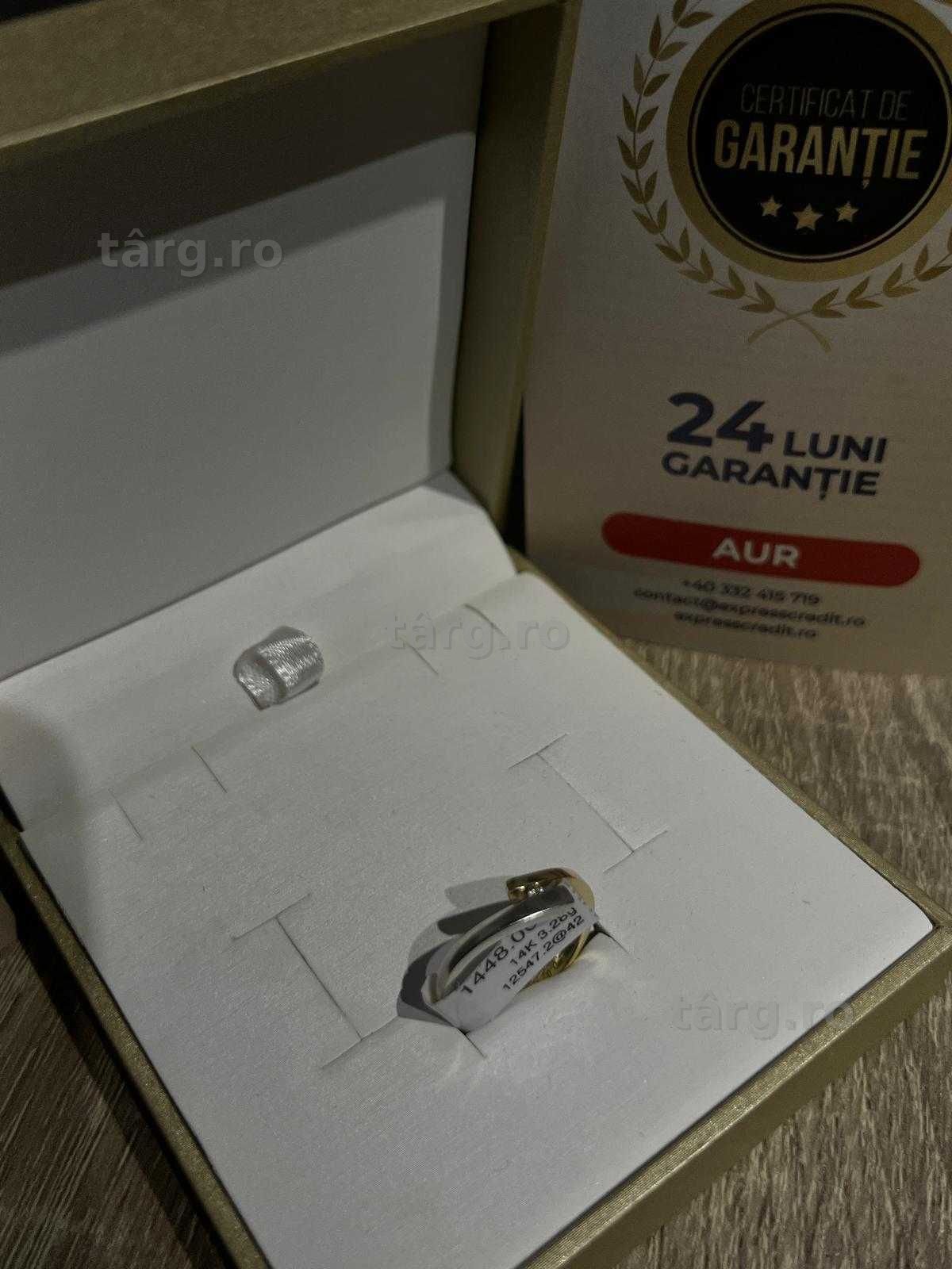 (Ag42) Inel aur alb si galben 14k *2 ani garantie* b12547.2 4
