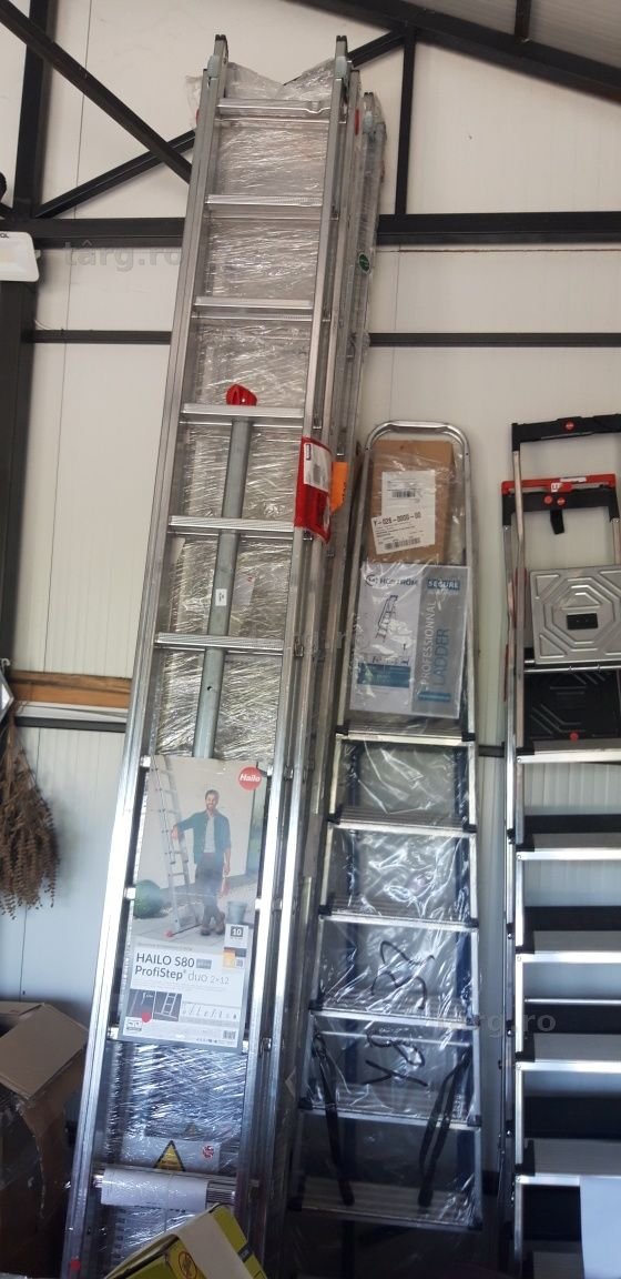 Scara aluminiu Hailo S80 ProfiStep Duo, Extensibila 2 sectiuni, 2 x 12 trepte