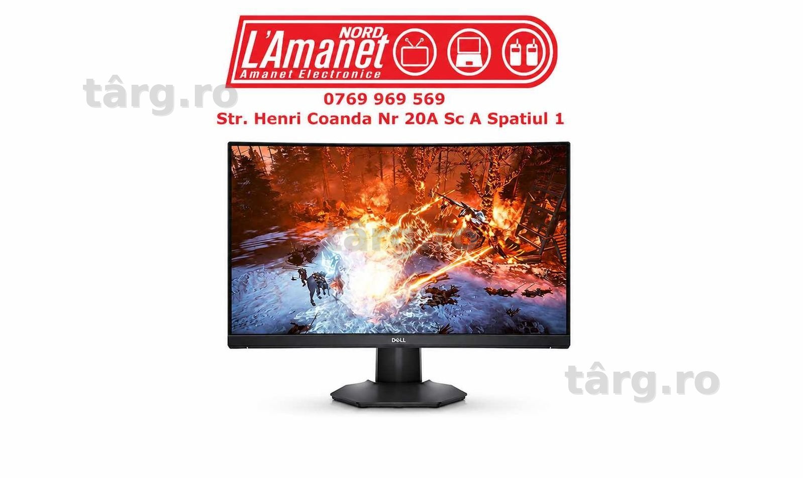 Monitor Gaming curbat LED VA DELL S2422HG 23.6" Full HD 165 Hz Stare Excelenta - Nord