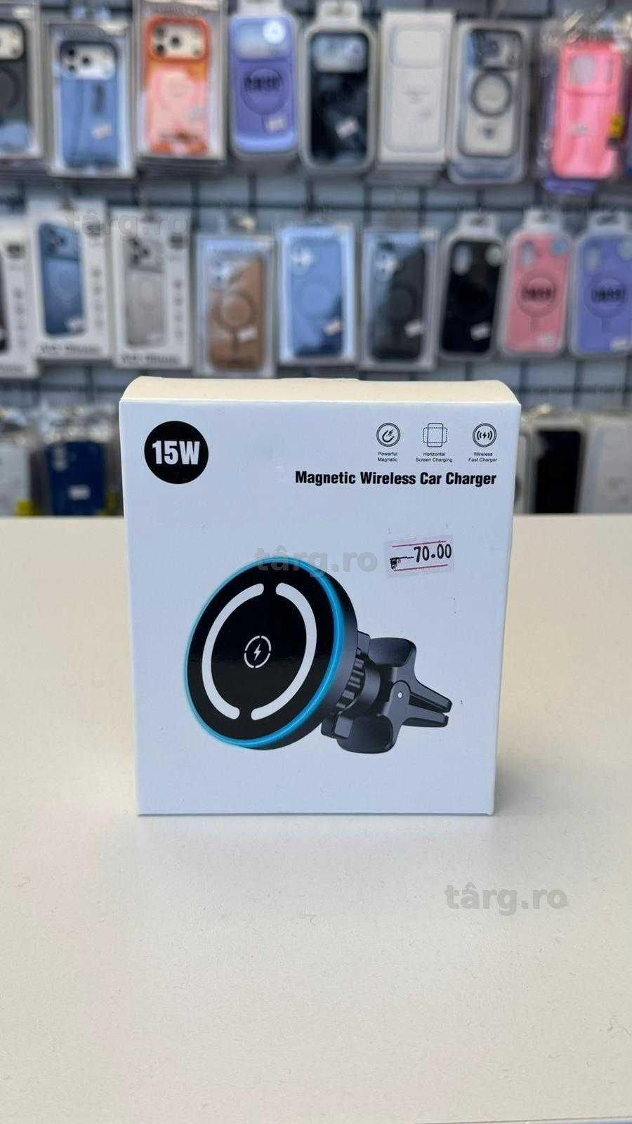 Suport Auto Cu Incarcare Wireless MagSafe, Putere 15W, Pridere Grila