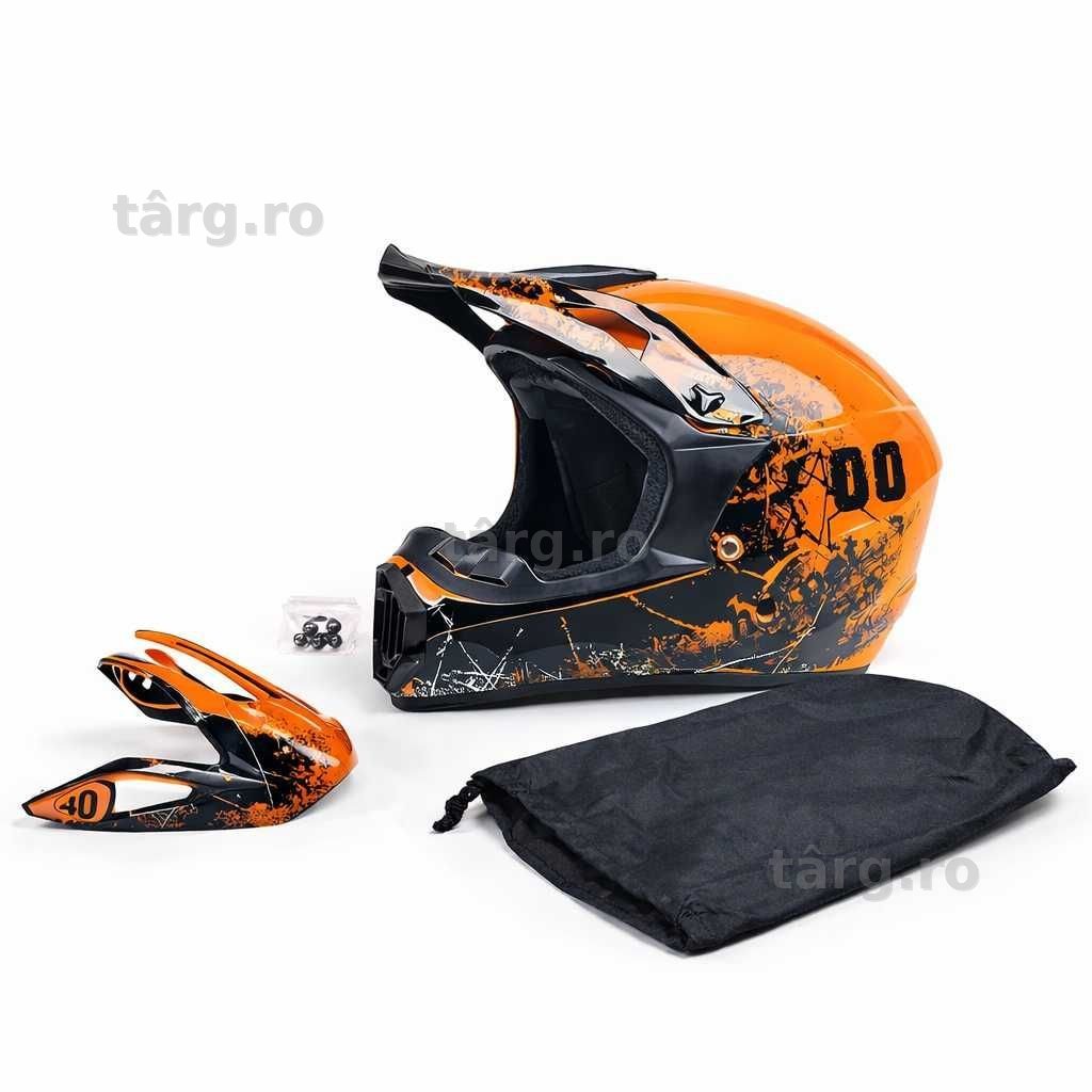 Casca Moto Enduro Cross ATV - S / M / L / XL - Portocaliu
