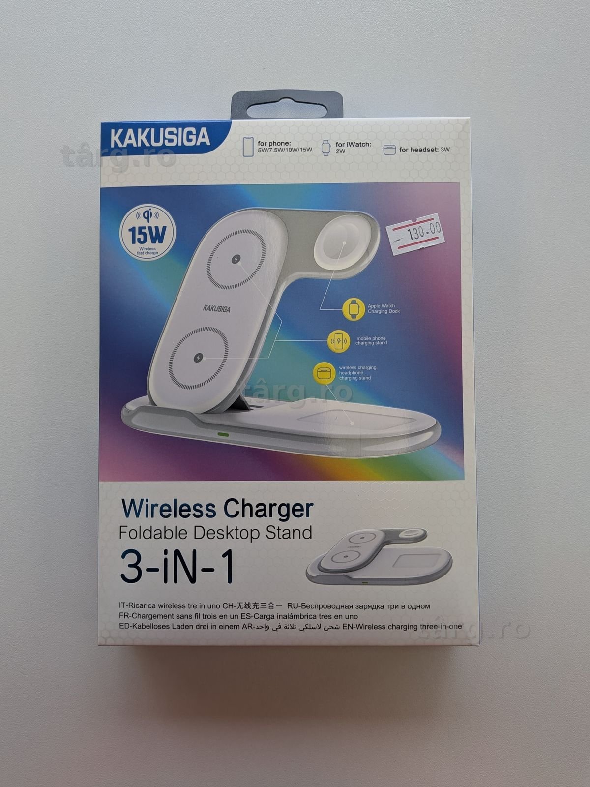 Incarcator wireless 3in1, 15W, Compatibil cu Apple, Alb