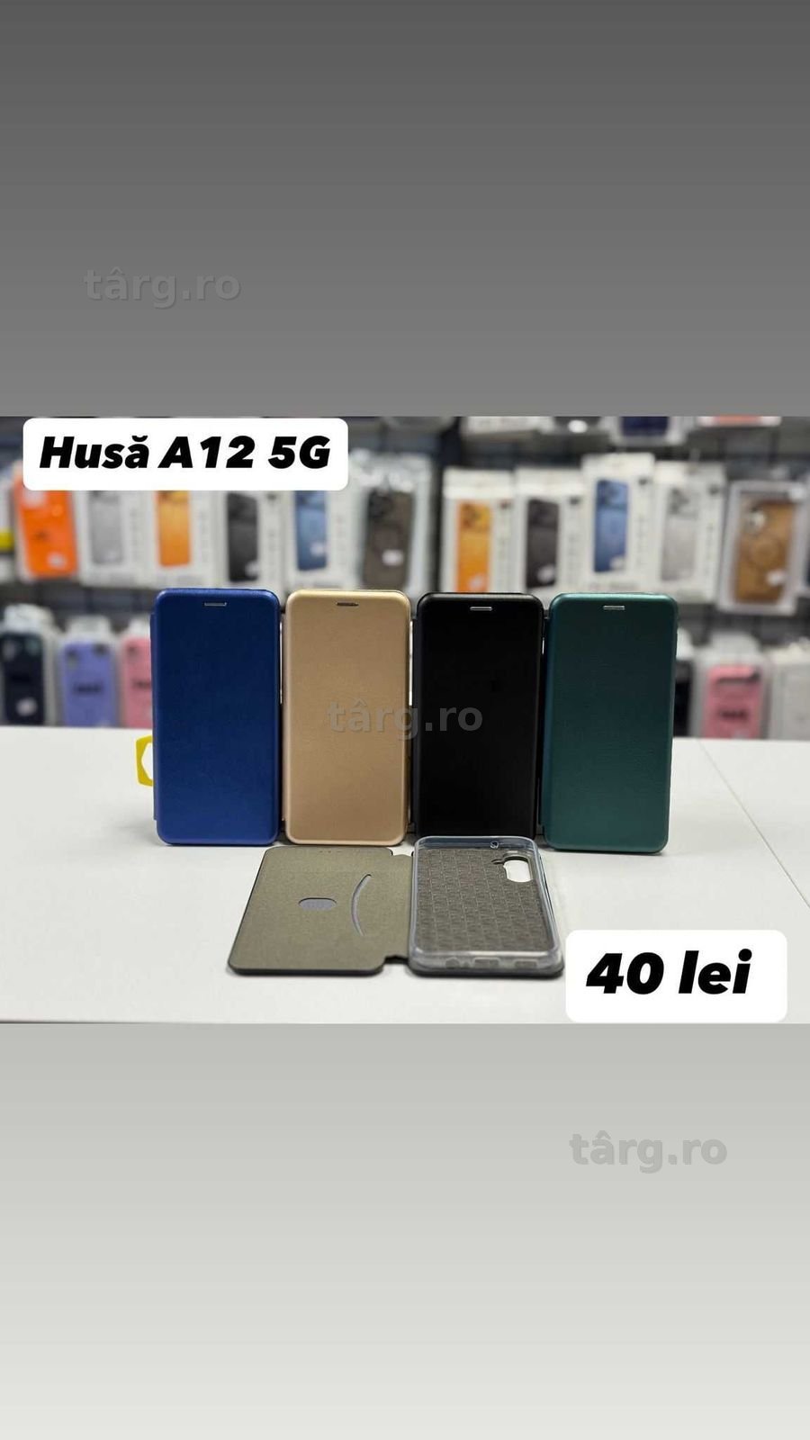 Husa piele ecologica tip carte, folie, cablu,incarcator Samsung A12 5G 2