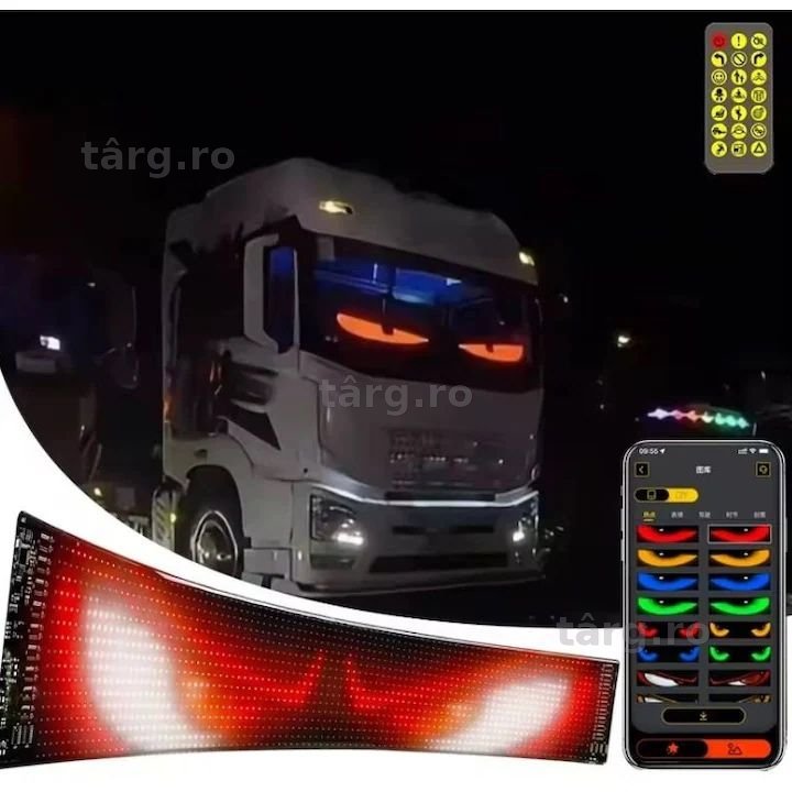 Panou Afisaj Matrix Led,Flexibil,Display RGB,Ochi Camion,USB,Bluetooth