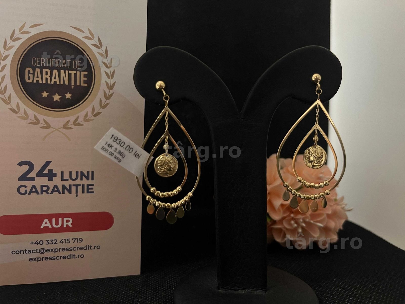 Cercei Aur 14k 3.86g (AG16 Moldova b33184)-Garantie 2 ani!