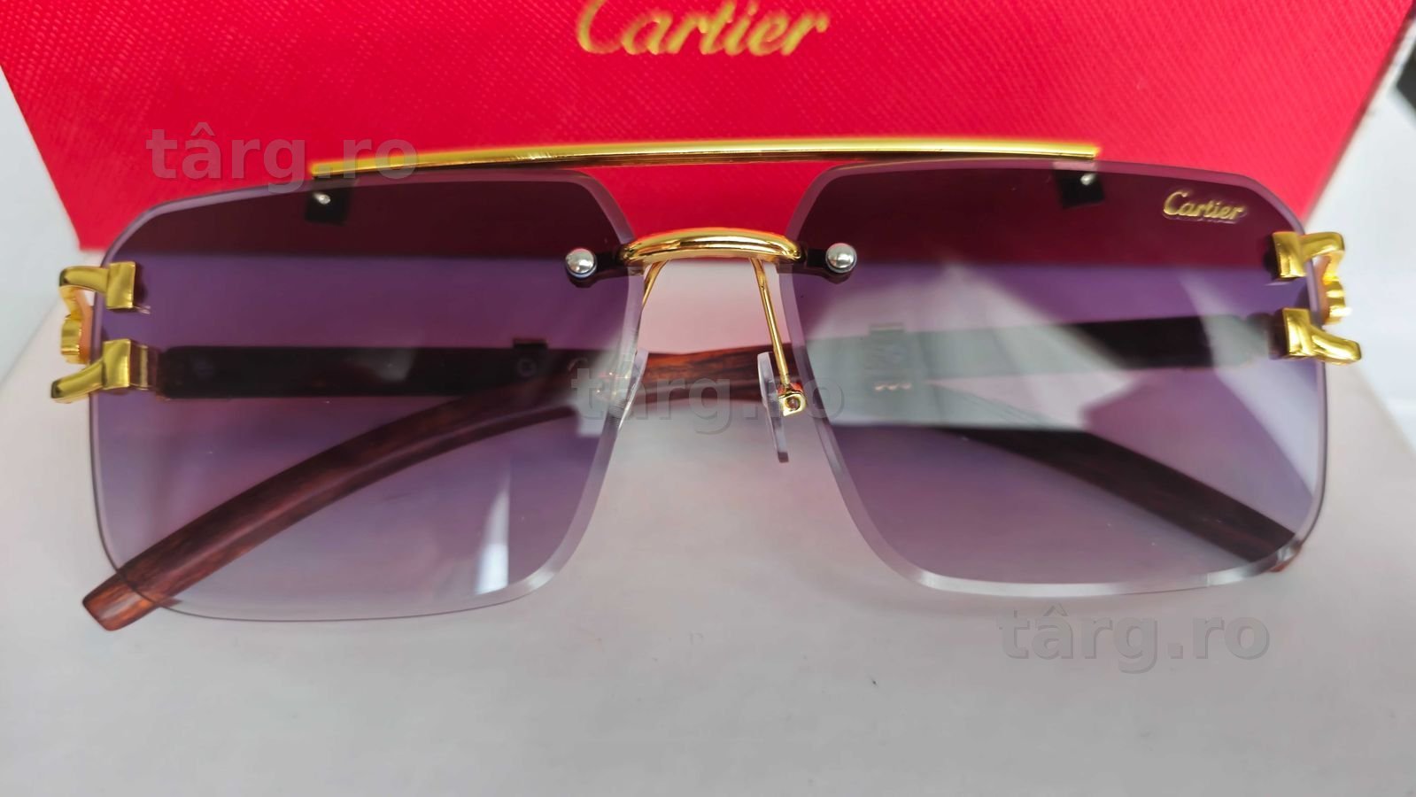 Ochelari de soare Cartier Leopard Mov, factor de protectie UV400