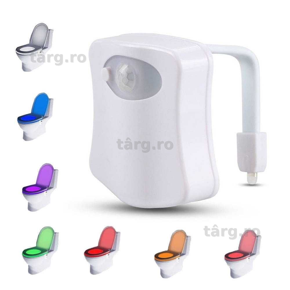 Lampa WC cu senzor de miscare si LED colorat iluminare pentru toaleta