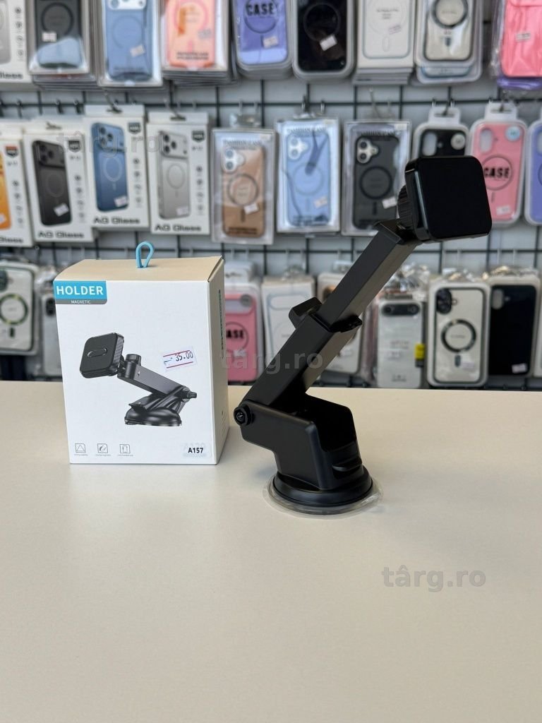Suport Auto Telefon Magnetic, Brat Extensibil/Pliabil, Pt. Bord / Geam