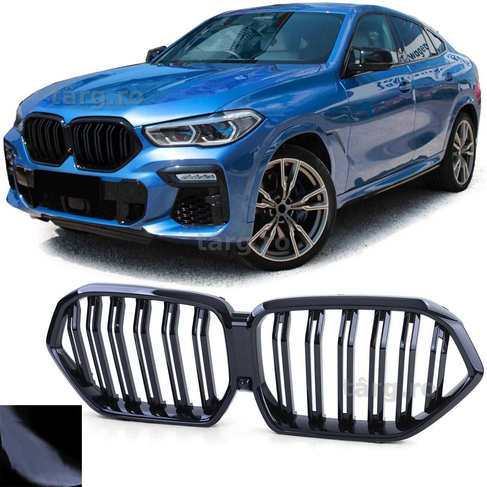 Grile duble negre lucioase pentru BMW X6 G06 de la 19