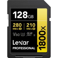 Lexar Professional SDXC 1800x Pro U3 UHS-II V60 128GB Memory Card GOLD Series 2-Pack