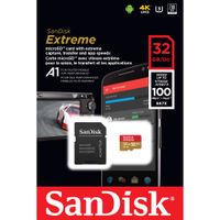 SANDISK microSDHC 32Gb Extreme 100MB/s UHS-I U3 V30 + Adaptor SD (SDSQXAF-032G-GN6MA)
