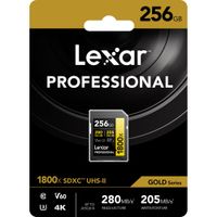 Lexar Professional SDXC 1800x Pro U3 UHS-II V60 256GB Memory Card GOLD Series