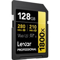 Lexar Professional SDXC 1800x Pro U3 UHS-II V60 128GB Memory Card GOLD Series 2-Pack