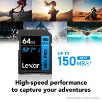 Lexar SDXC 800x Pro UHS-I V30 64GB High-Performance Memory Card BLUE Series