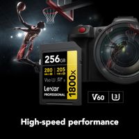 Lexar Professional SDXC 1800x Pro U3 UHS-II V60 256GB Memory Card GOLD Series
