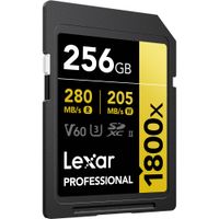 Lexar Professional SDXC 1800x Pro U3 UHS-II V60 256GB Memory Card GOLD Series