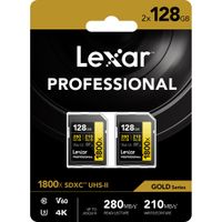 Lexar Professional SDXC 1800x Pro U3 UHS-II V60 128GB Memory Card GOLD Series 2-Pack