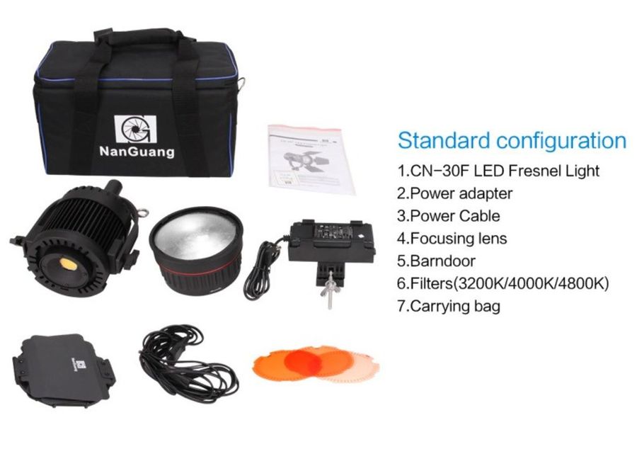NANLITE CN-30F PORTABLE WIRELESS STUDIO LED SPOTLIGHT FOR VIDEO / PHOTO