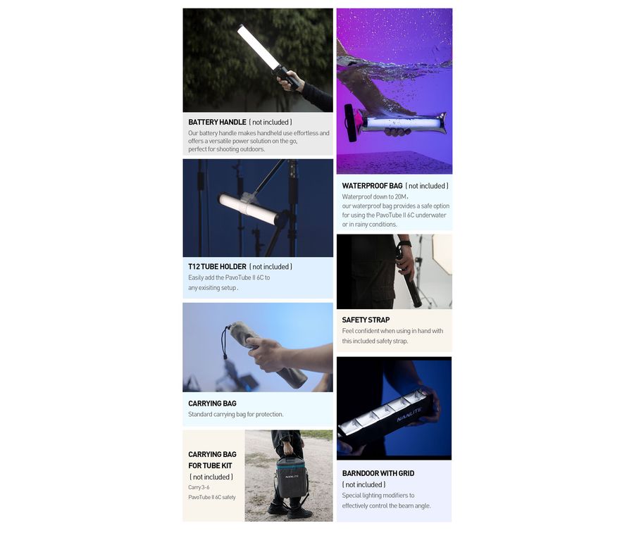 NanLite PavoTube II 6C 10in RGBWW LED Tube with Internal Battery