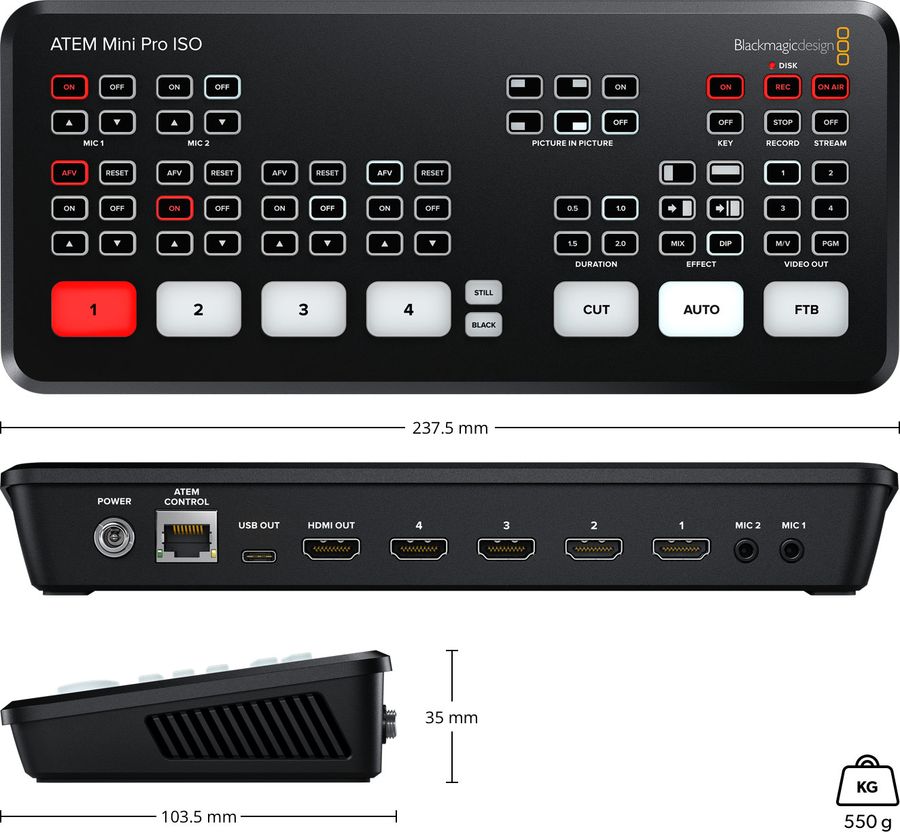 Blackmagic Design ATEM Mini Pro ISO HDMI Live Stream Switcher