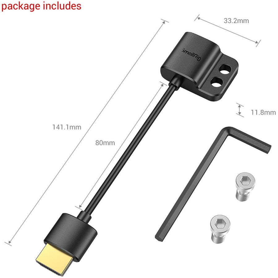 SmallRig Ultra Slim 4K Female HDMI Type A to Male HDMI Type A Adapter Cable 3019