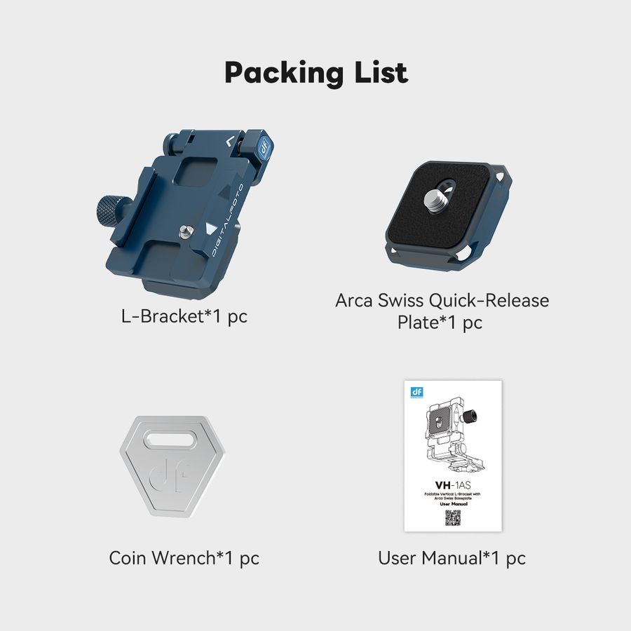 DigitalFoto VH-1AS Foldable Vertical L-Bracket and Baseplate with Arca Swiss Bottom Plate