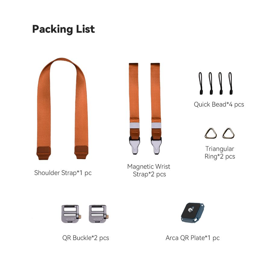 DigitalFoto 3-in-1 Convertible Magnetic Buckle Wrist & Shoulder Strap System (Orange)