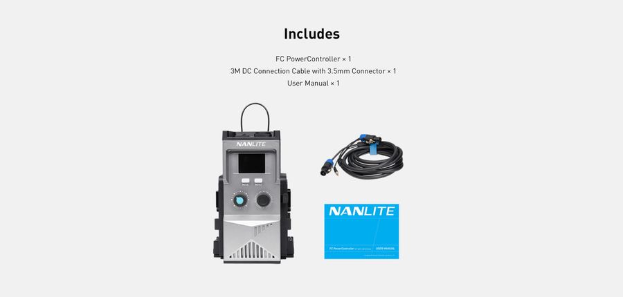 Nanlite FC PowerController BT-BCS-48V3.5mm Battery Grip and Control Station V-Mount for FC-300B / FC-500B / FC-500C