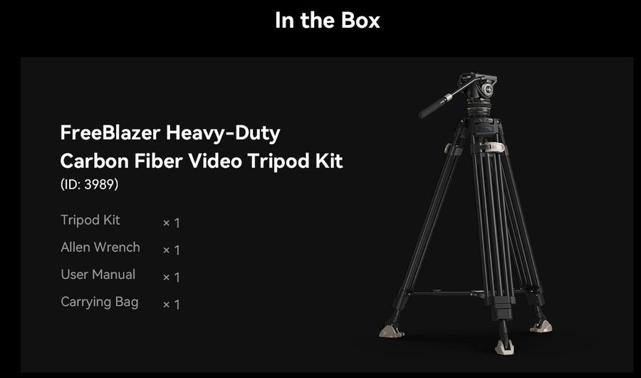 SmallRig FreeBlazer AD-100 10 KG / 197 CM Heavy-Duty Carbon Fiber Tripod Kit 3989