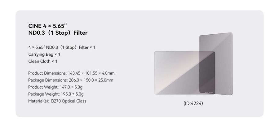 SmallRig CINE 4 x 5.65" ND 0.3 (1 Stop) Filter 4224