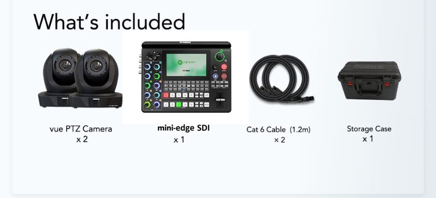 RGBlink Bundle Kit 2 x VUE 20X 4K AI Dynamic Tracking Camera + mini-edge SDI Switcher & Controller