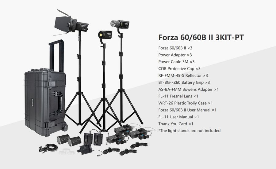 NanLite Forza 60B II 3KIT-PT Bi-Color LED Monolight 14350 LUX