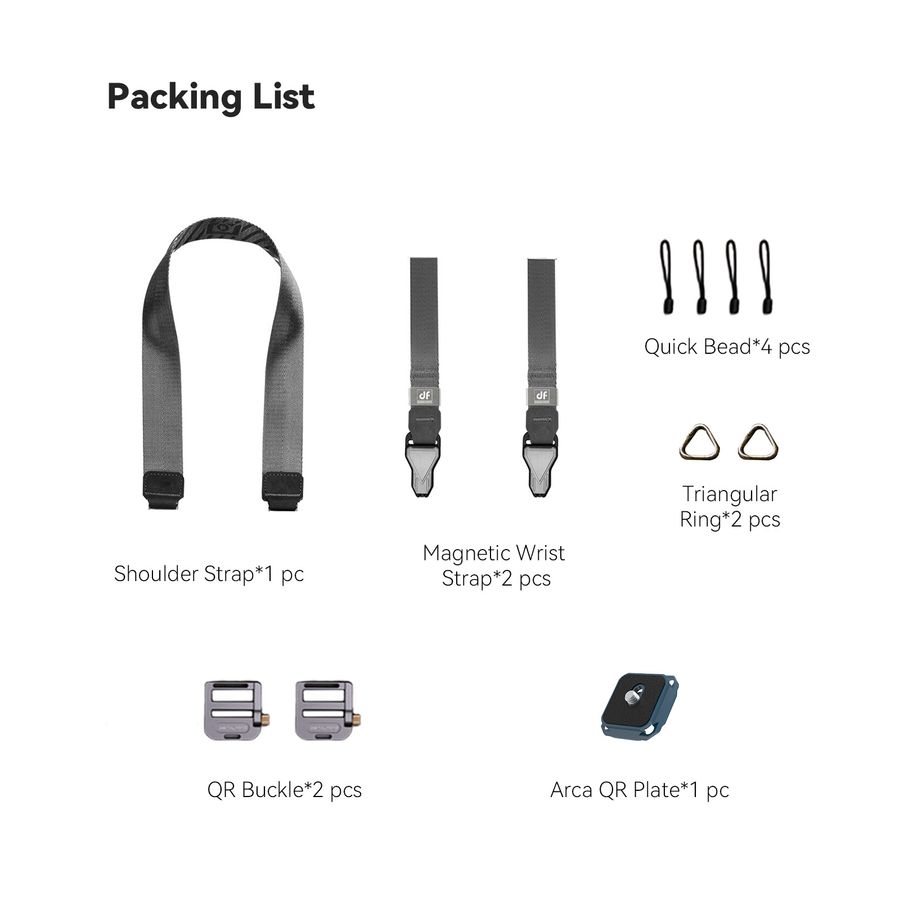 DigitalFoto 3-in-1 Convertible Magnetic Buckle Wrist & Shoulder Strap System (Silver)