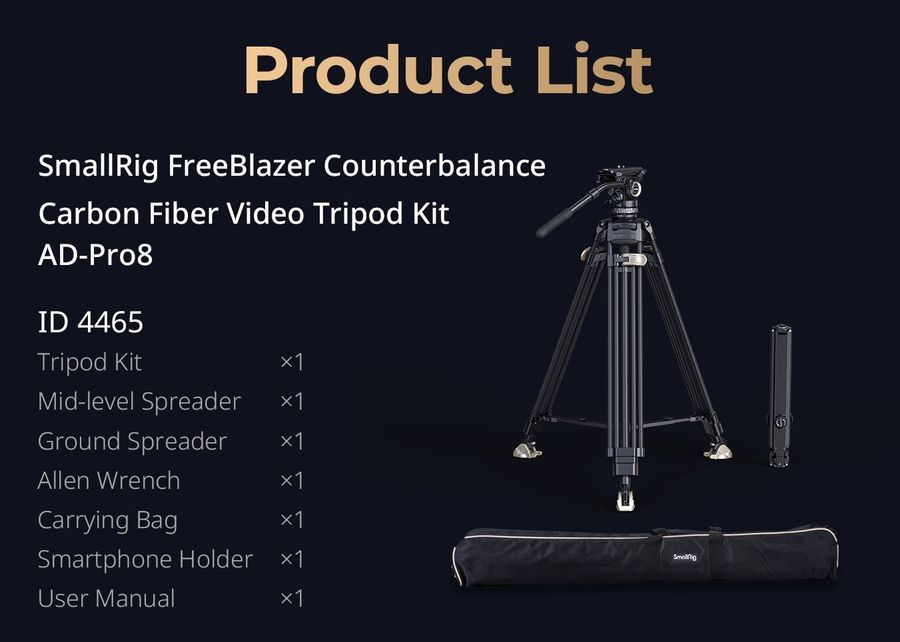 SmallRig FreeBlazer AD-PRO8 Counterbalance Carbon Fiber Video Tripod Kit 4465