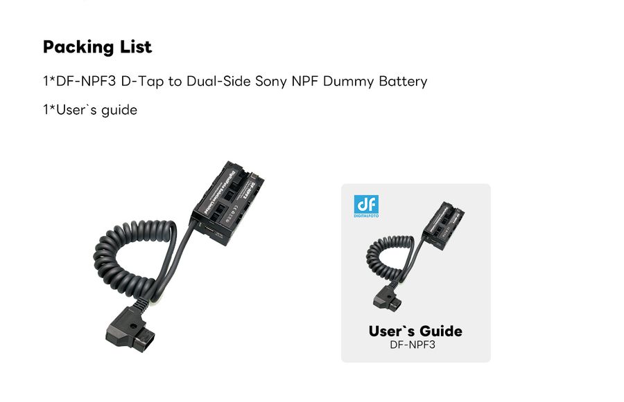 DigitalFoto DF-NPF3 D-Tap to Dual-Sided Sony L-Series/NP-F Dummy Battery