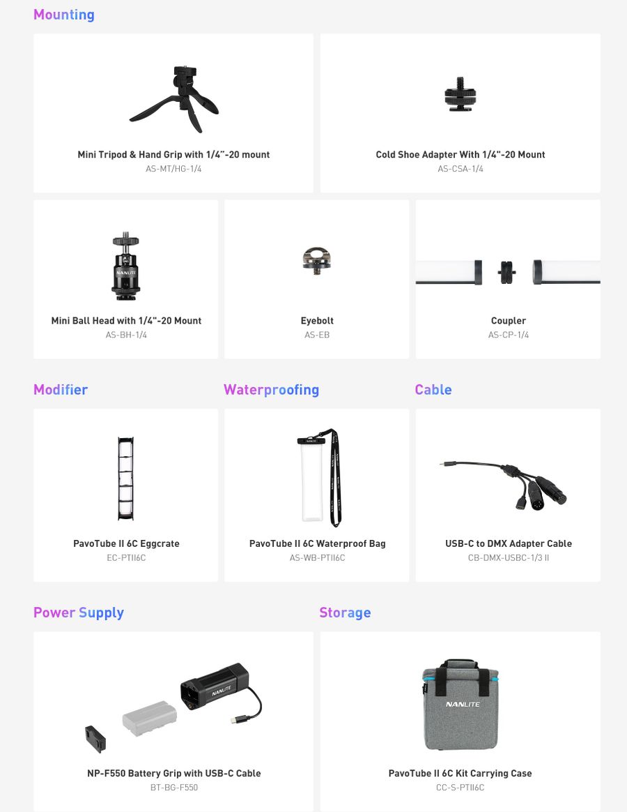 Nanlite PavoTube II 6XR RGBWW LED Pixel Tube with Built-In CRMX